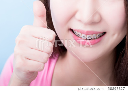woman show thumb up woman show thumb up 38897827