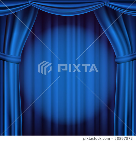 Blue Theater Curtain Vector. Theater, Opera Or 38897872