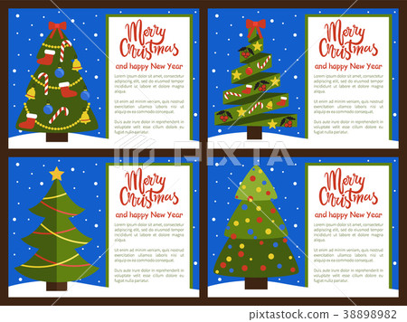 Merry Christmas Happy New Year Posters with Tree 38898982