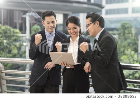 happy business team for goal. concept celebration  38899652