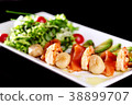 Dish mix of salads with seafood 38899707