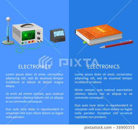 Electronics Banner with Place for Text on Blue Electronics Banner with Place for Text on Blue 38900355