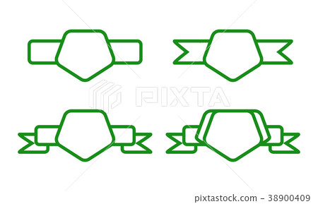 Vintage green pentagon shape with ribbon Vintage green pentagon shape with ribbon 38900409