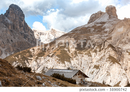 rifugio high at the Dolomites mountains rifugio high at the Dolomites mountains 38900742