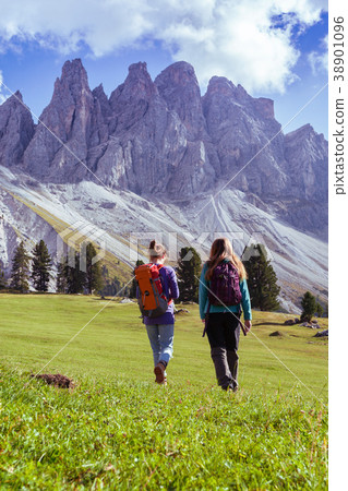tourist girls at the Dolomites 38901096