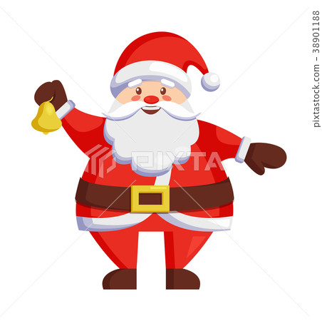 Santa Claus With Bell Icon Vector Illustration Stock