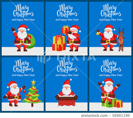 Merry Christmas and Happy New Year Set of Posters 38901190