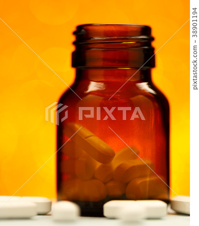 Pill bottle from white pills Pill bottle from white pills 38901194