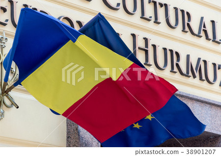 Flags of the Romania and European Union Flags of the Romania and European Union 38901207