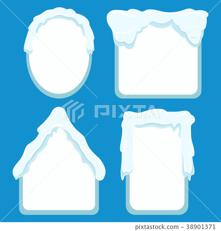 Frames Covered with Snow Set on Blue Background 38901371