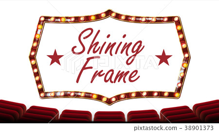 Retro Frame Vector. Light Bulbs. Isolated On White 38901373