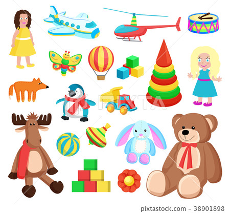 Playthings at Factory Set Vector Illustration 38901898