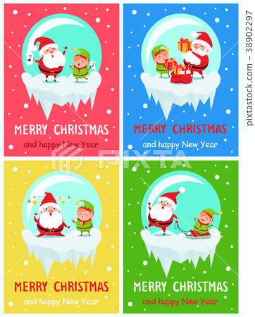 Happy New Year Merry Christmas Poster Santa Elf 38902297