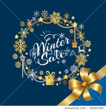Winter Sale Poster in Frame Made of Snowflakes Winter Sale Poster in Frame Made of Snowflakes 38902488