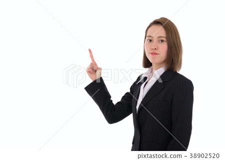 做手指的西裝的婦女 做手指的西裝的婦女 38902520