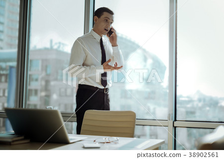 Handsome businessman negotiating on the phone 38902561