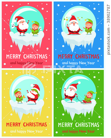 Merry Christmas and Happy New Year Greeting Cards Merry Christmas and Happy New Year Greeting Cards 38902787