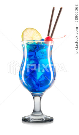 Blue curacao cocktail isolated on white background Blue curacao cocktail isolated on white background 38903368