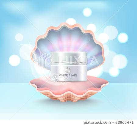 Cosmetic Cream Jar in Shell Vector Illustration Cosmetic Cream Jar in Shell Vector Illustration 38903471