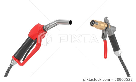 red fuel nozzle and gas pump nozzle. 3d 38903522