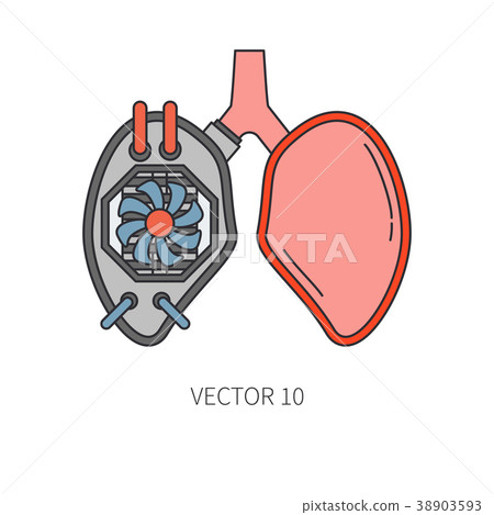 Bionic lungs and trachea prosthesis line icon Bionic lungs and trachea prosthesis line icon 38903593