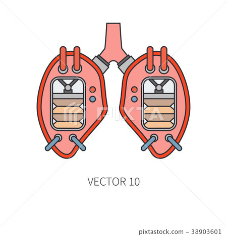 Bionic lungs and trachea prosthesis line icon Bionic lungs and trachea prosthesis line icon 38903601