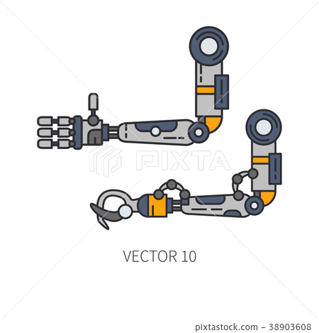 Bionic robot arm prosthesis line icon set. Bionic 38903608