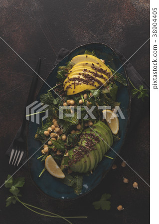 Healthy vegan avocado, chickpeas, kale salad Healthy vegan avocado, chickpeas, kale salad 38904405