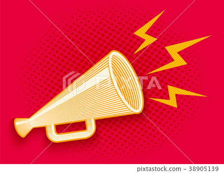 retro megaphone on red halftone background retro megaphone on red halftone background 38905139