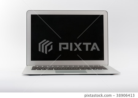 Open modern new laptop on white background Open modern new laptop on white background 38906413