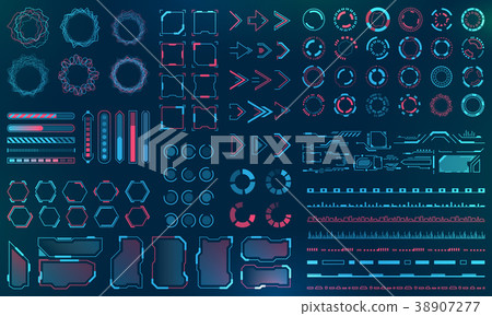 Set HUD Interface Elements - Lines, Circles Set HUD Interface Elements - Lines, Circles 38907277