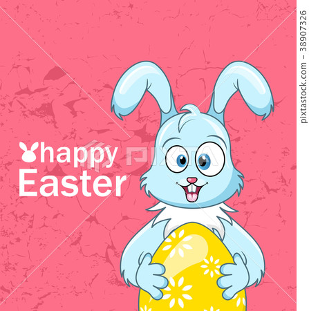 Cute Smiling Rabbit with Egg for Happy Easter Cute Smiling Rabbit with Egg for Happy Easter 38907326