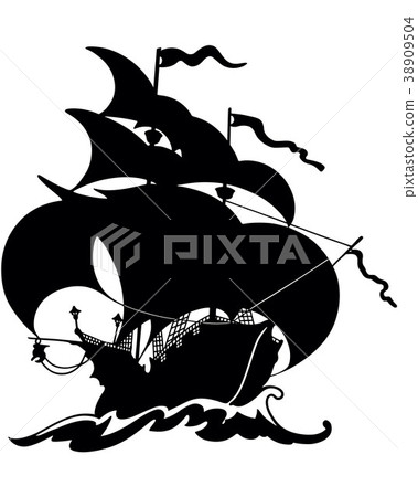 Beautiful Sailing Ship Silhouette 38909504