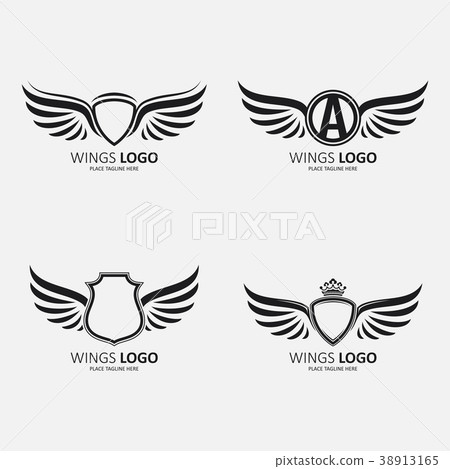 Set of heraldic winged shields in different shapes 38913165