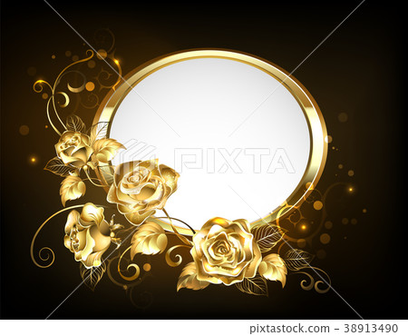 Oval banner with gold roses Oval banner with gold roses 38913490