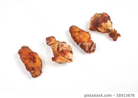 barbecue chicken wings on white background 38913676