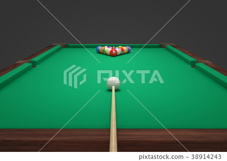 3d rendering of a cue stick ready to hit a single 3d rendering of a cue stick ready to hit a single 38914243