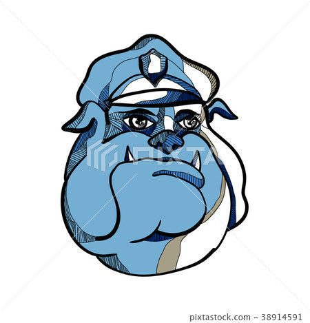 Bulldog Policeman Head Drawing 38914591