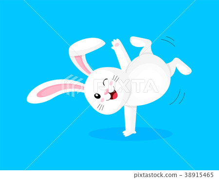 White rabbit doing a somersault. White rabbit doing a somersault. 38915465