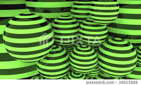 Glossy black and green striped balls 3D rendering Glossy black and green striped balls 3D rendering 38915888
