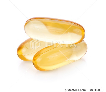 Fish oil pill on white background Fish oil pill on white background 38916013