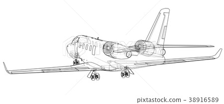 Airplane blueprint. Vector 38916589