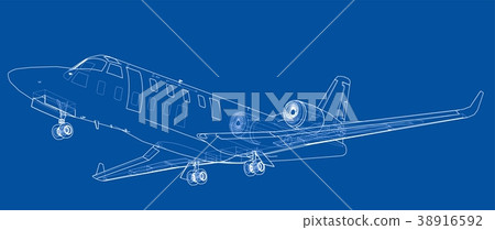 Airplane blueprint. Vector 38916592