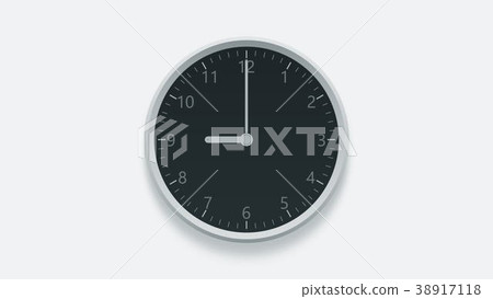 Office wall clock displays 9 oclock. 3D rendering Office wall clock displays 9 oclock. 3D rendering 38917118