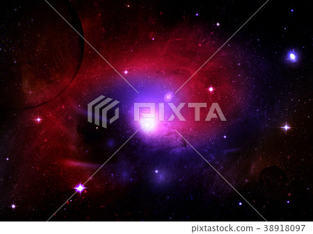 Stars, dust and gas nebula in a far galaxy 38918097