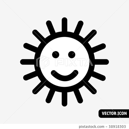 Smile sun no fade symbol black and white icon. Smile sun no fade symbol black and white icon. 38918303