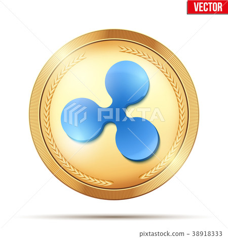 Gold coin with Ripple cryptocurrency sign. Gold coin with Ripple cryptocurrency sign. 38918333