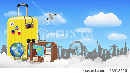 time to travel with bag and world travel object 38918526
