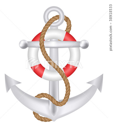 anchor with rope and safety ring logo vector anchor with rope and safety ring logo vector 38918533