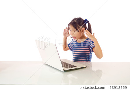 Shocked and surprised girl on the internet Shocked and surprised girl on the internet 38918569